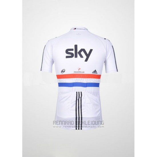 2012 Fahrradbekleidung Sky Champion Regno Unito Shwarz und Wei Trikot Kurzarm und Tragerhose